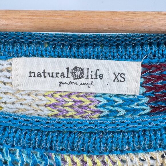 Natural Life Striped Long Sleeve Cropped Sweater, Sz XS, Boho Hippie Casual - Picture 7 of 8